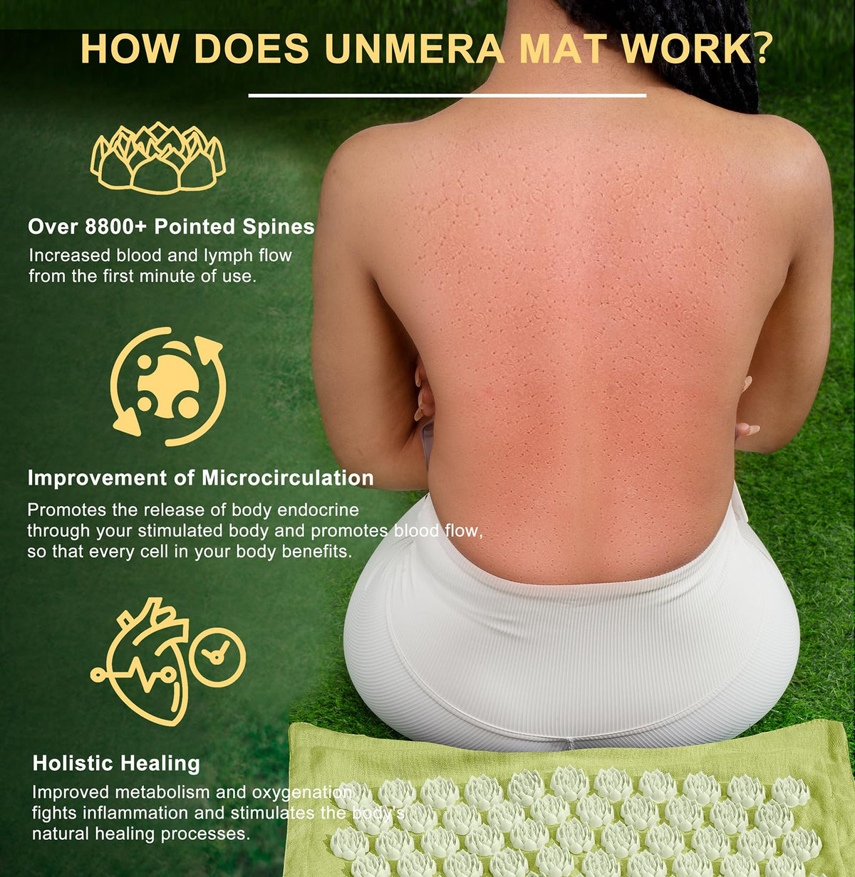 Acupressure Mat and Pillow Set (Forest Green)