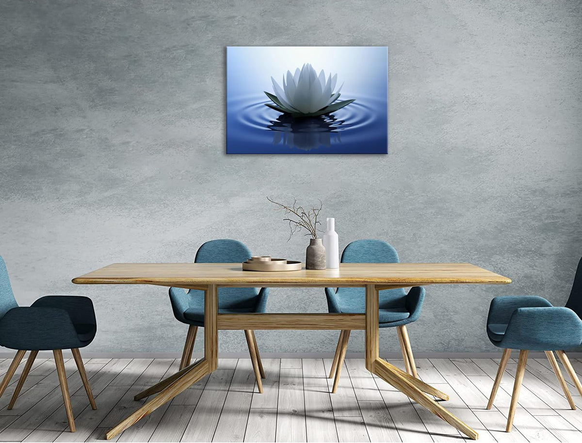 White Lotus Wall Art Canvas Pictures Print Spiritual Meditation Artwork Poster for Yoga Room Bathroom Zen Spa Photo Decor Framed Ready to Hang (24"L x 36"W / Lotus 05)