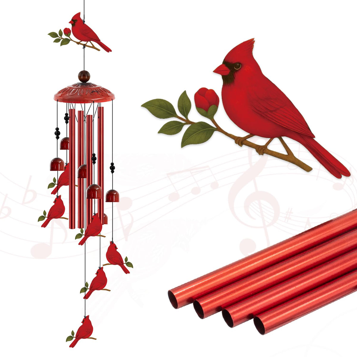 35" Cardinal Wind Chimes for Outside (35"Cardinal)