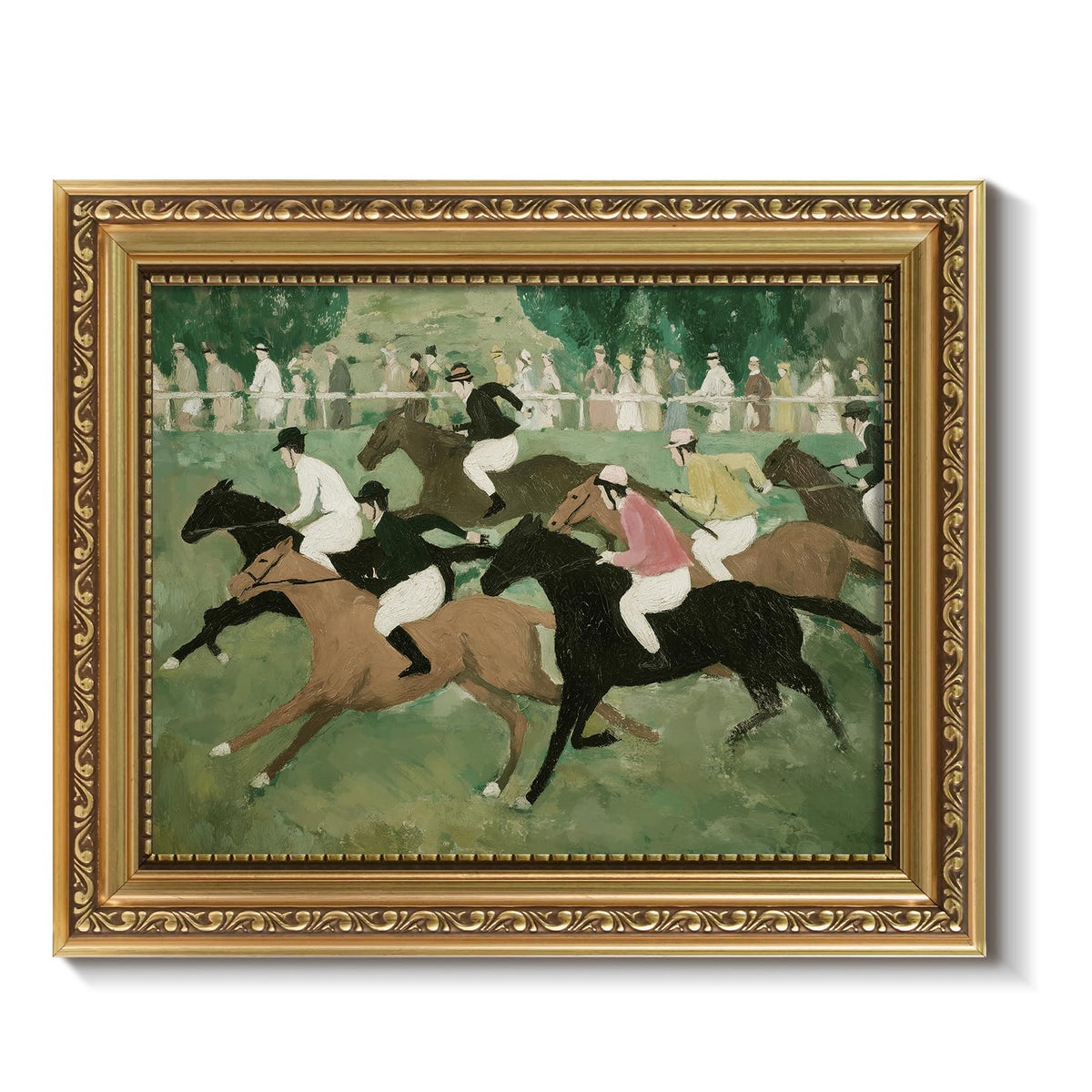 gold framed art (Horse racing / 10"L x 8"W)