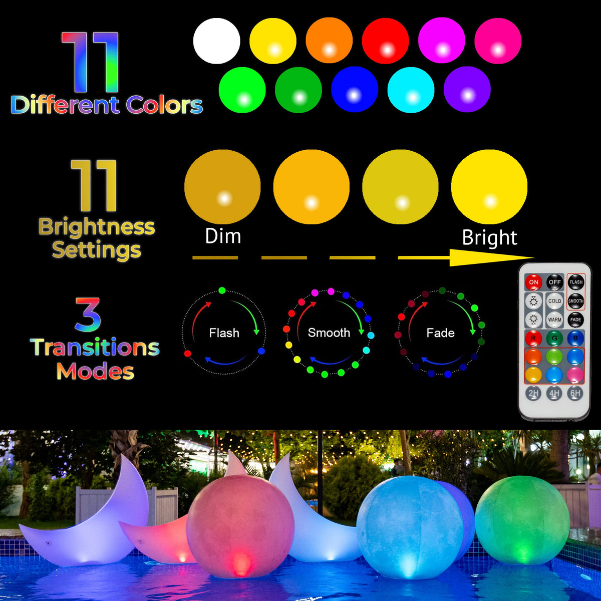 Floating Pool Lights (4 Pack / Half Moon)