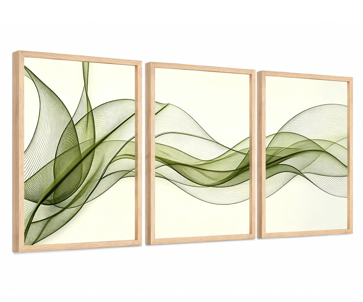 Green Leaf Wall Art Set of 3 (MoneyTree / 16"L x 24"W)