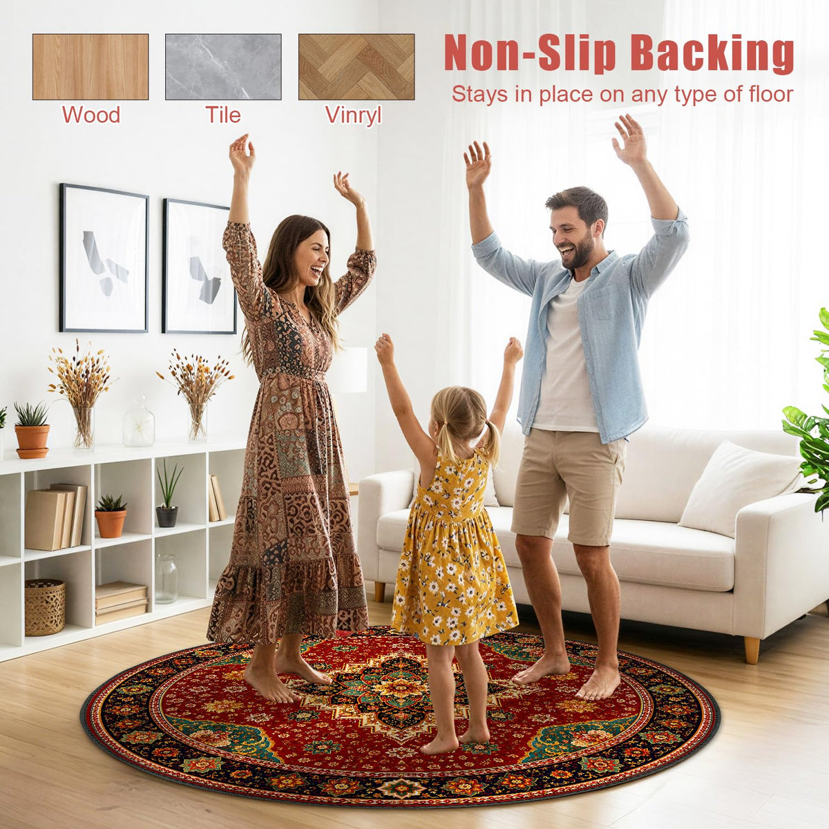 Traditional Persian Round Area Rug 4ft (45 / 4' (Round))