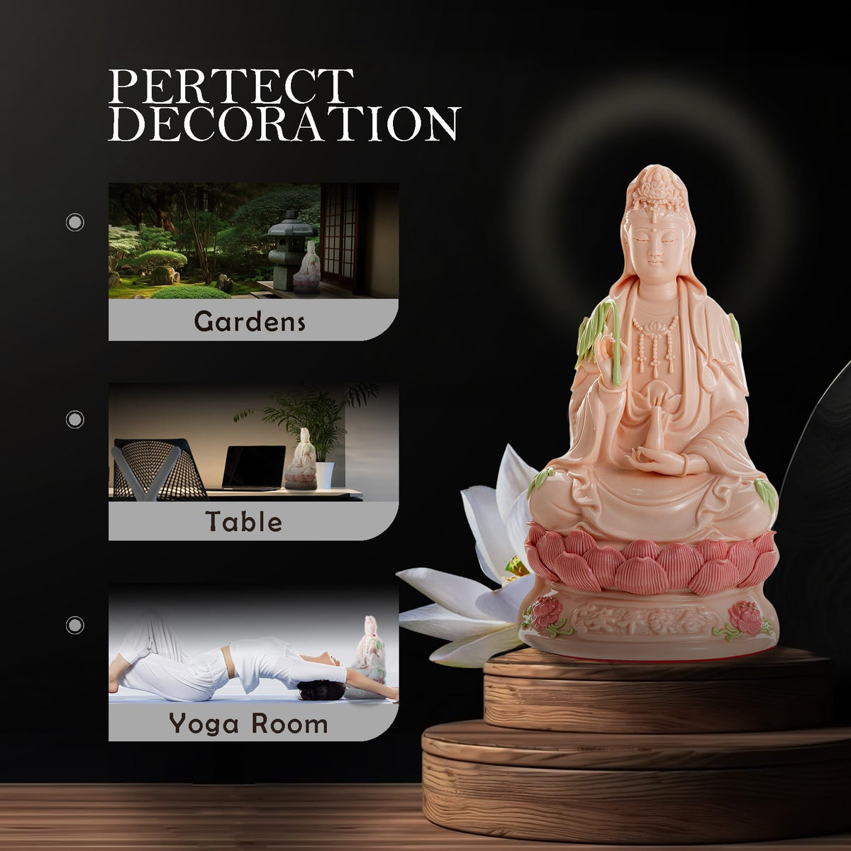 Porcelain Guan Yin Statue (Pink / Small)