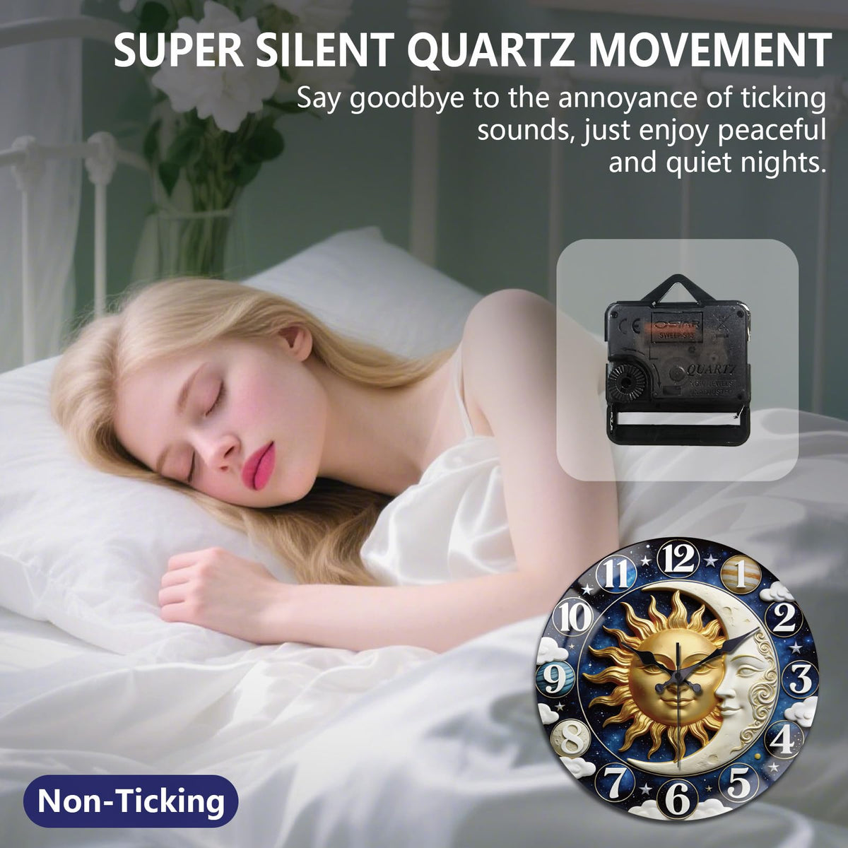 Sun Moon Celestial Wall Clocks Battery Operated (Sun Moon Celestial)