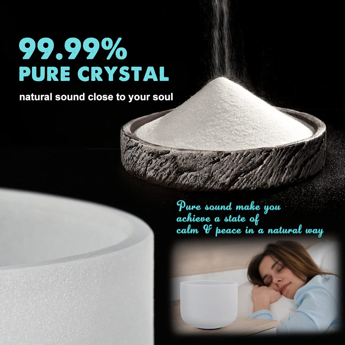 440HZ 8 Inch F Note Frosted Quartz Crystal Singing Bowl (F Note)