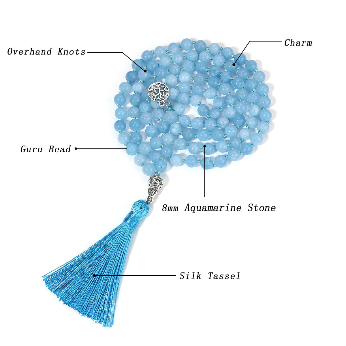 108 Mala Beads Semi (Aquamarine)