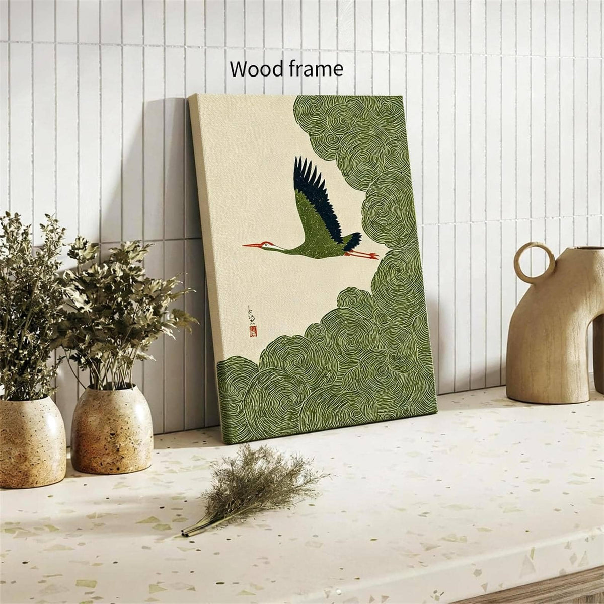 Vintage Japanese Flying Wall Art Ready to hang 11x14in Wrapped Framed Nature Bird Pictures Aesthetics Posters Animal Prints Nordic Nature Zen Calm for Asian Syle Living Room Bedroom Office Decor (Wrapped Canvas / Japanese Pictures / 14"L x 11"W)