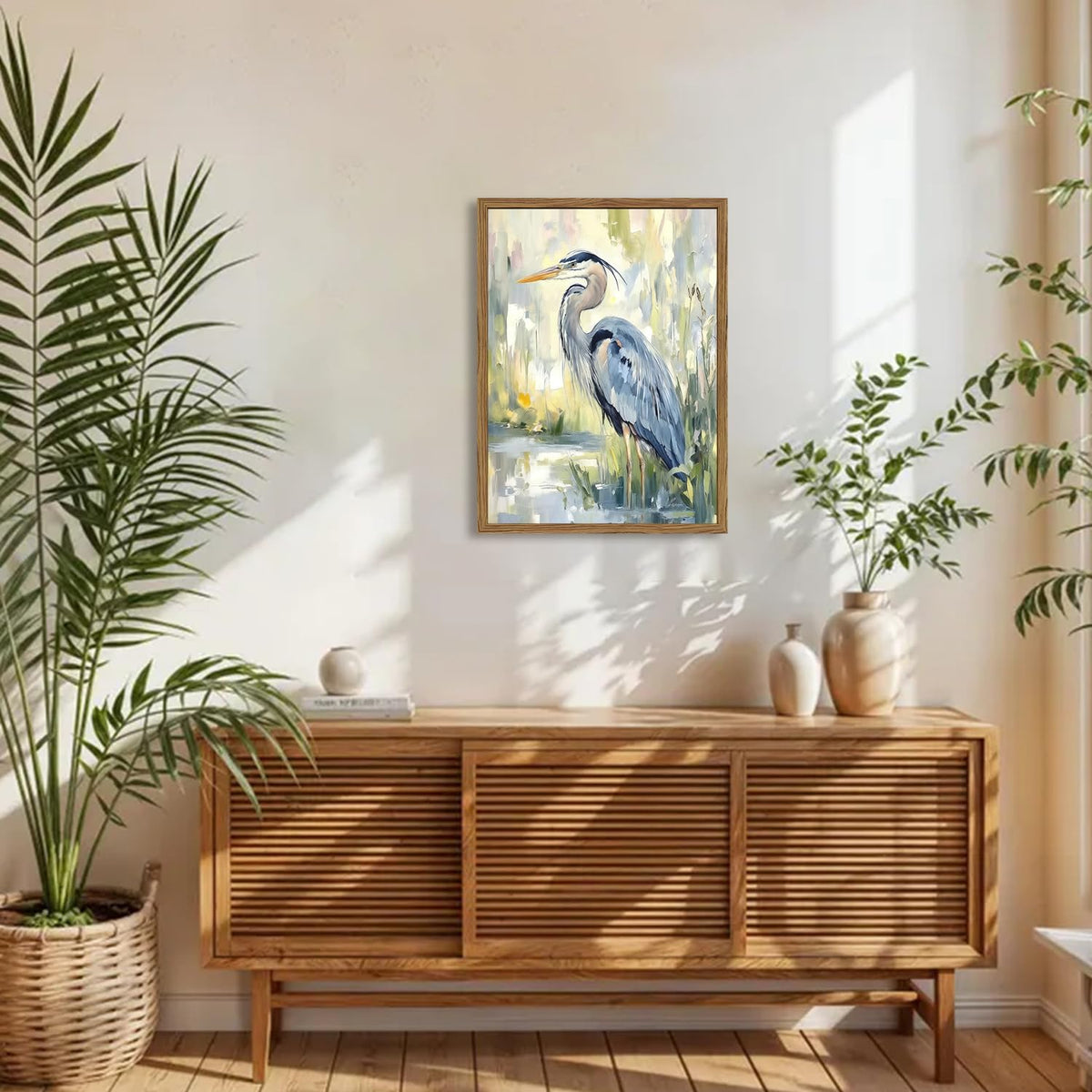 Framed Blue Heron Wall Art (Heron / 16"L x 12"W)