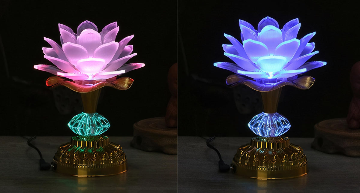 2 Pack Colorful LED Lotus Buddhist Lamp (Light White)