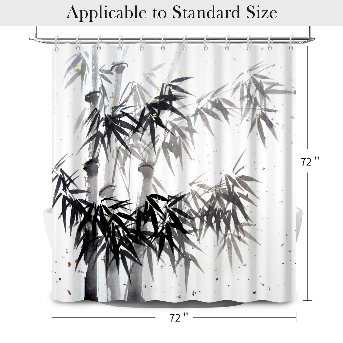 Ink Bamboo Shower Curtain with Hooks (Bamboo / 72"W x 72"L (Pack of 1))