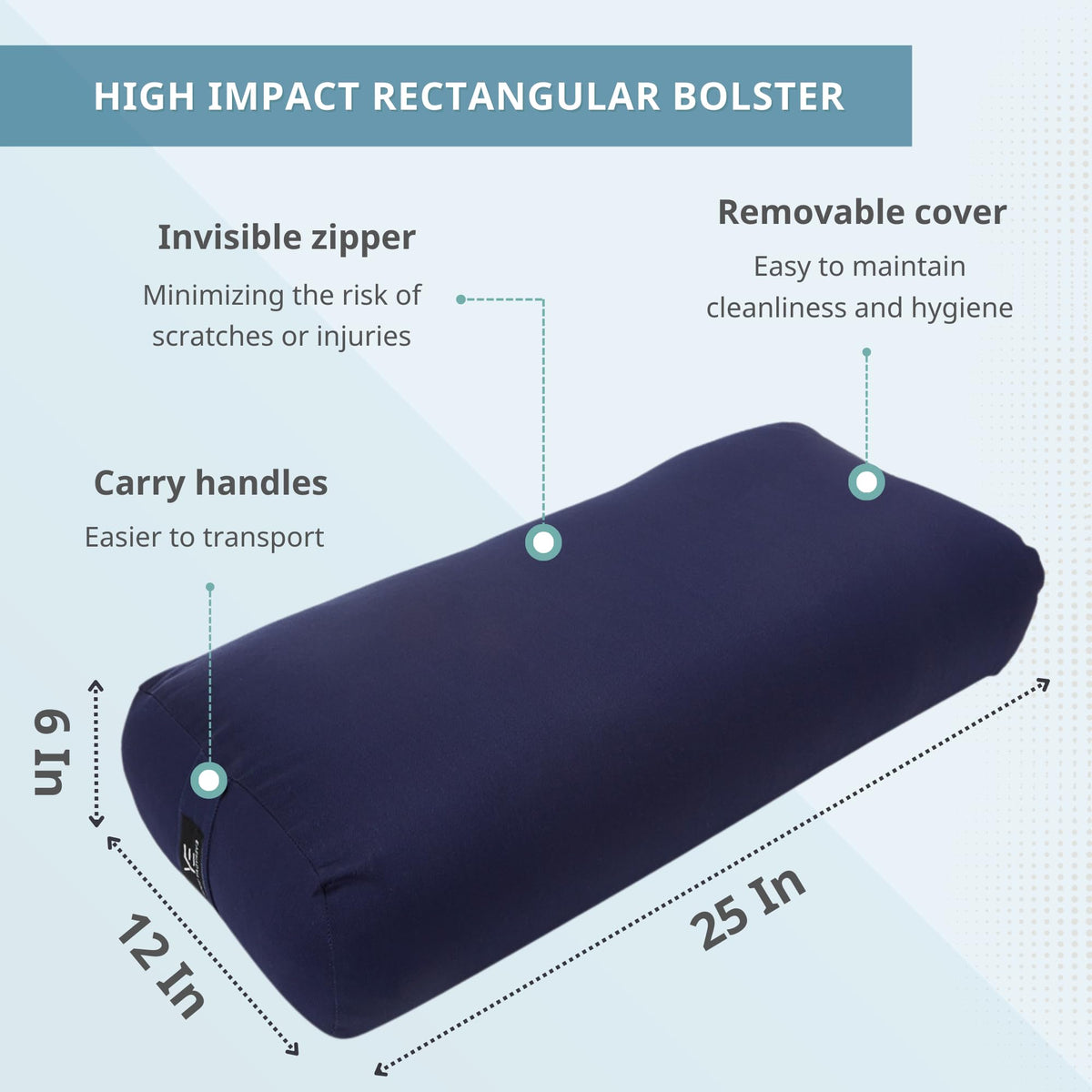 High Impact Cotton Rectangular Yoga Bolster (A. High Impact - Rectangular / Black)
