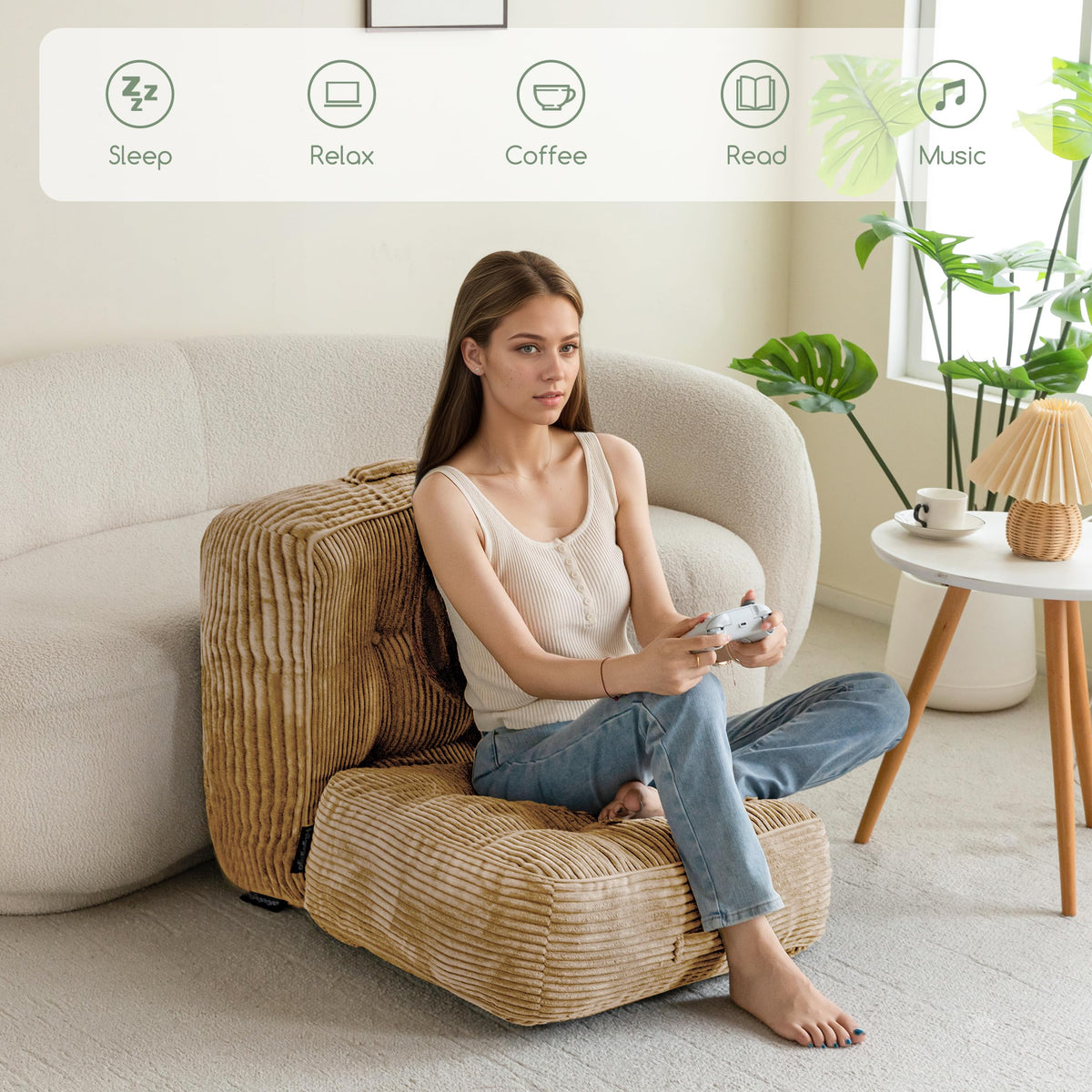 8" Extra Thick Floor Pillow Cushion for Adults (Square Coffee / 8" Thick(Pack of 1))