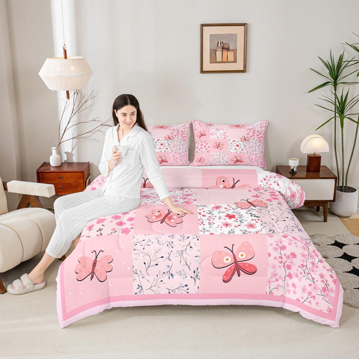 Girls Pink Comforter Set King Size 3 Pcs for Kids Boys Girls (Multi 821 / King)