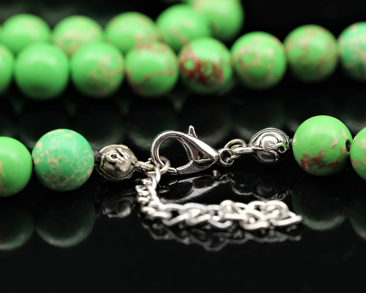 Natural Green Imperial Jasper Beaded Choker Necklace (Green Imperial Jasper / 38 Inches)