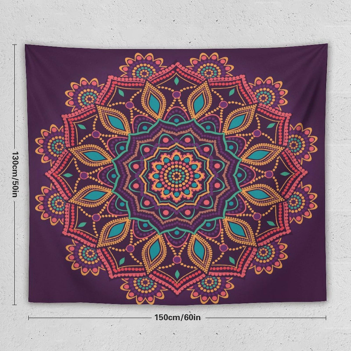 Mandala Tapestry Wall Hanging Indian Hippie Bohemian Art Floral Texture Pattern Tapestries Home Decor for Living Room Bedroom Kitchen Dorm 50"x60" (50"L x 60"W / Mandala-7)