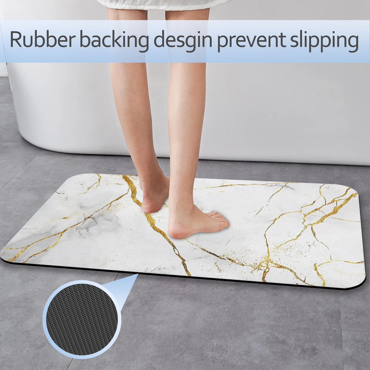 Platinum Marble Bathroom Rug 29.5"x17" (Platinum Marble Texture)