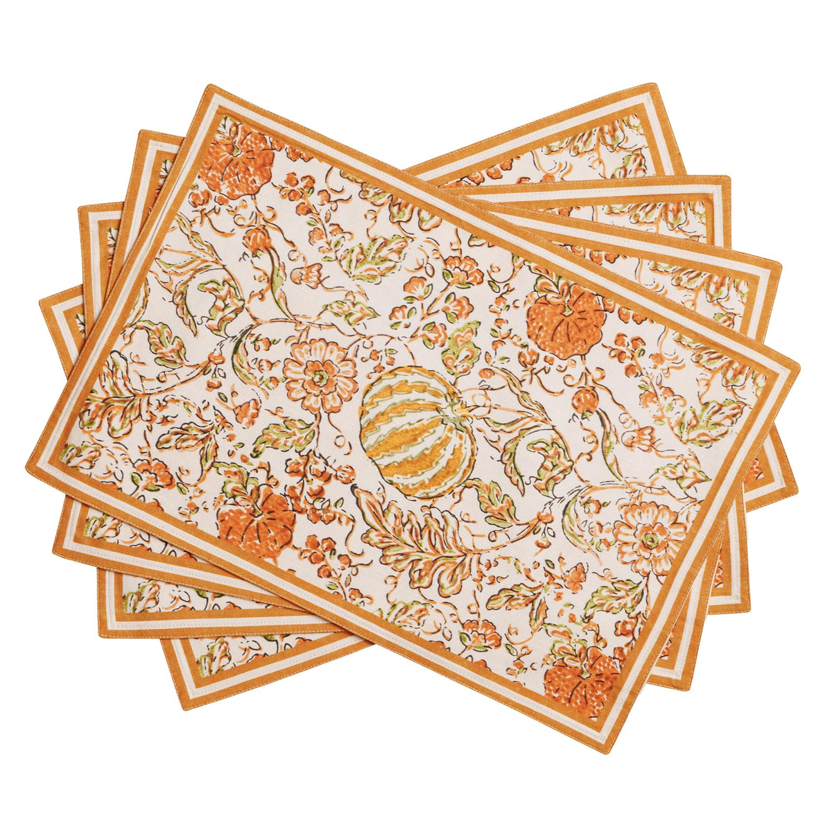 Placemats Set of 4 Reusable 100% Cotton (007 - Pumpkin Spice / 13" X 19" (Pack of 4))