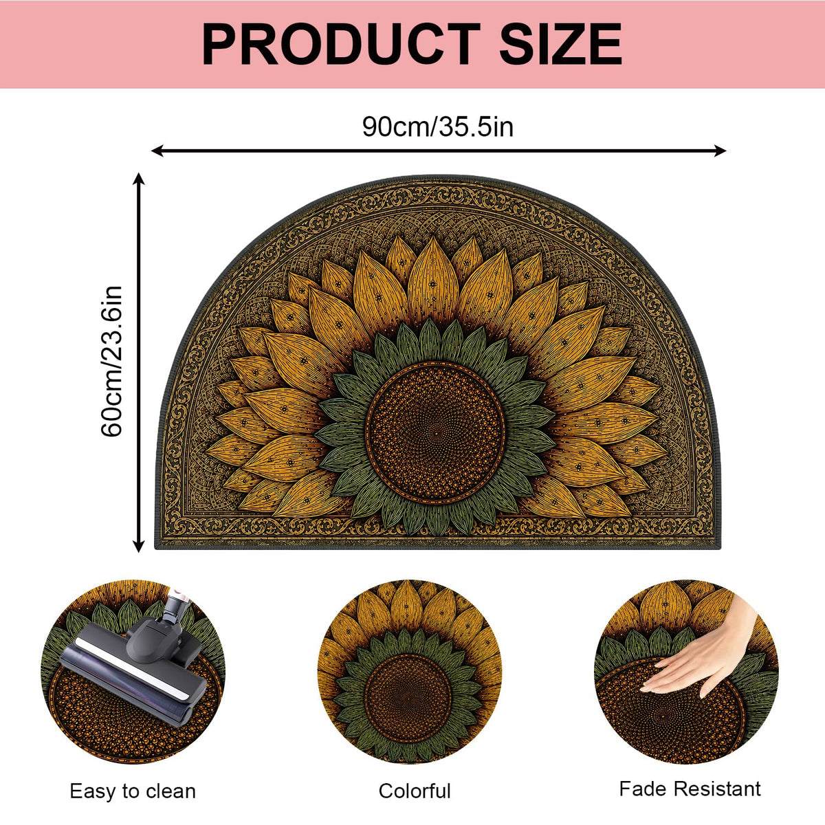 Semicircular Entrance Door Mat 24" x 36" (#59 / 2' x 3' (Semicircular))