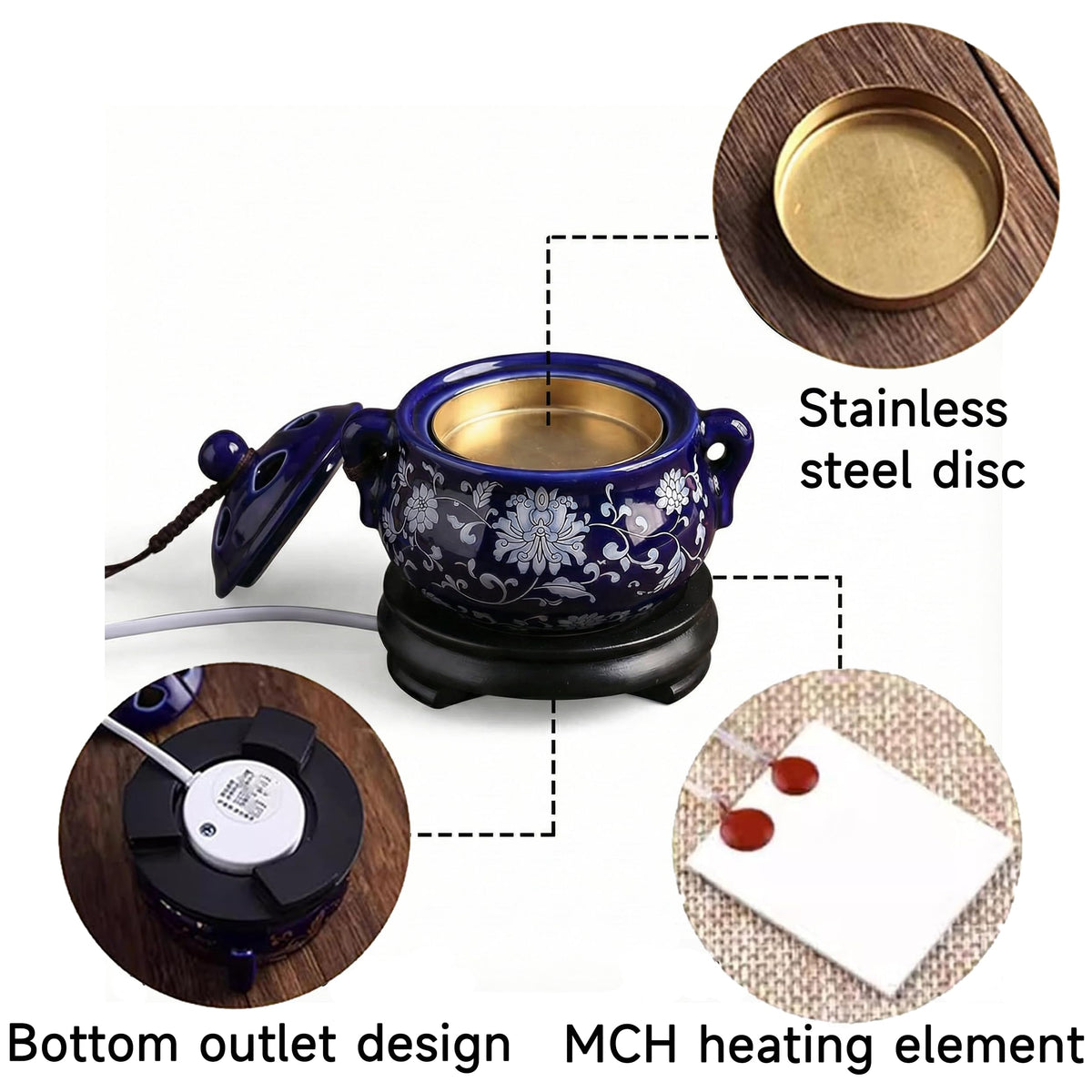 Electric Resin Burner with Timer (Blue)