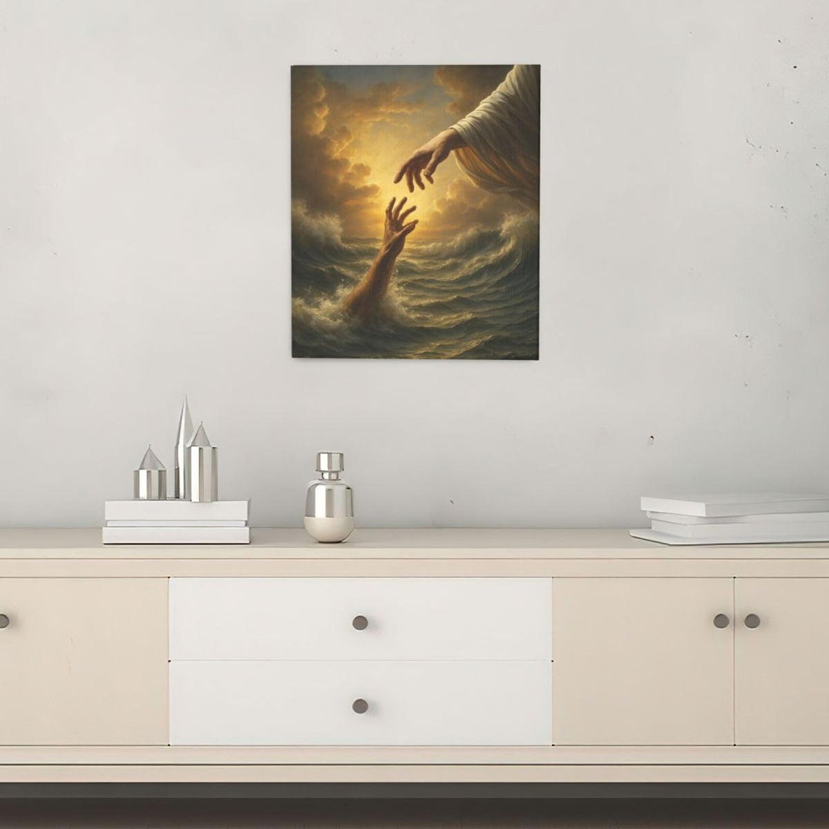 Jesus Wall Art Christian The Hand of God Wall Decor Religious Bible Canvas Paintings Pictures Christ Prints Artwork Framed Decorations For Church Prayer Room Bedroom Living Room Gifts 20" x 24" (Jesus / 24"L x 20"W)