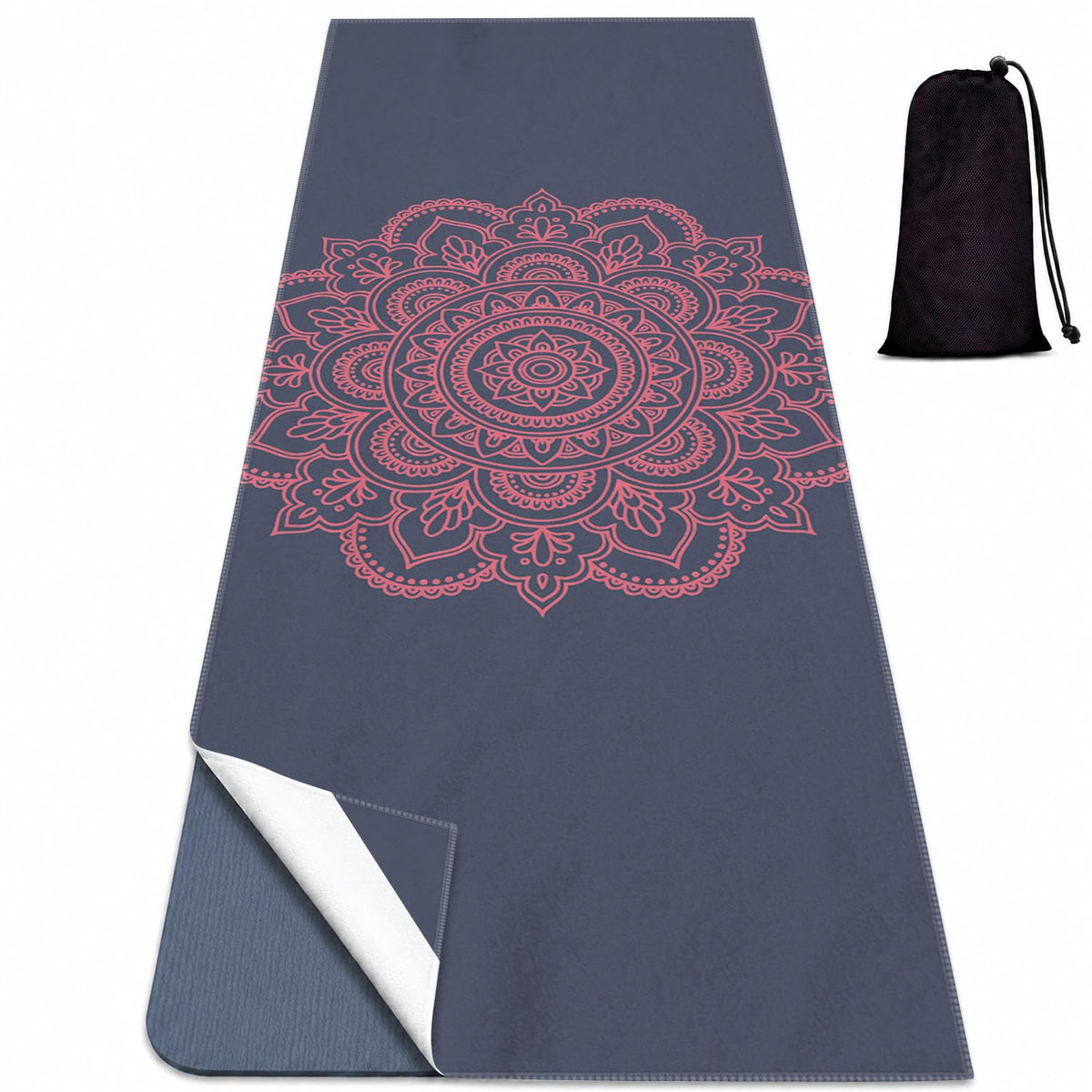 Yoga Mat Towel (Blue Flower-05 / Small)