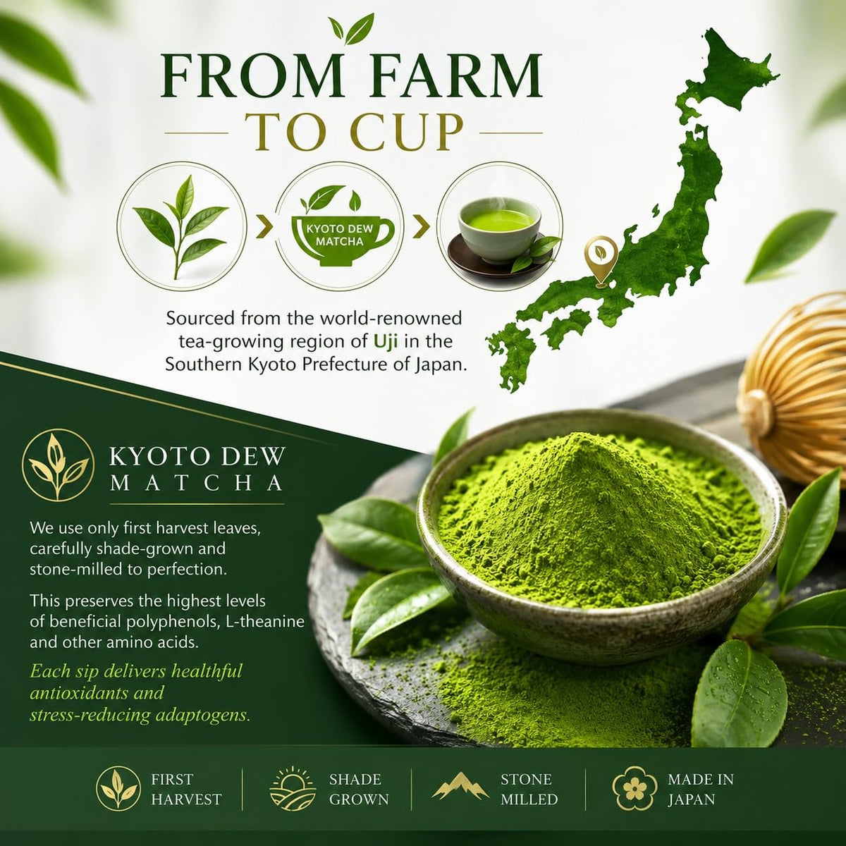 Organic Ceremonial Grade Matcha Powder 100g (3.5 Ounce (Pack of 1))