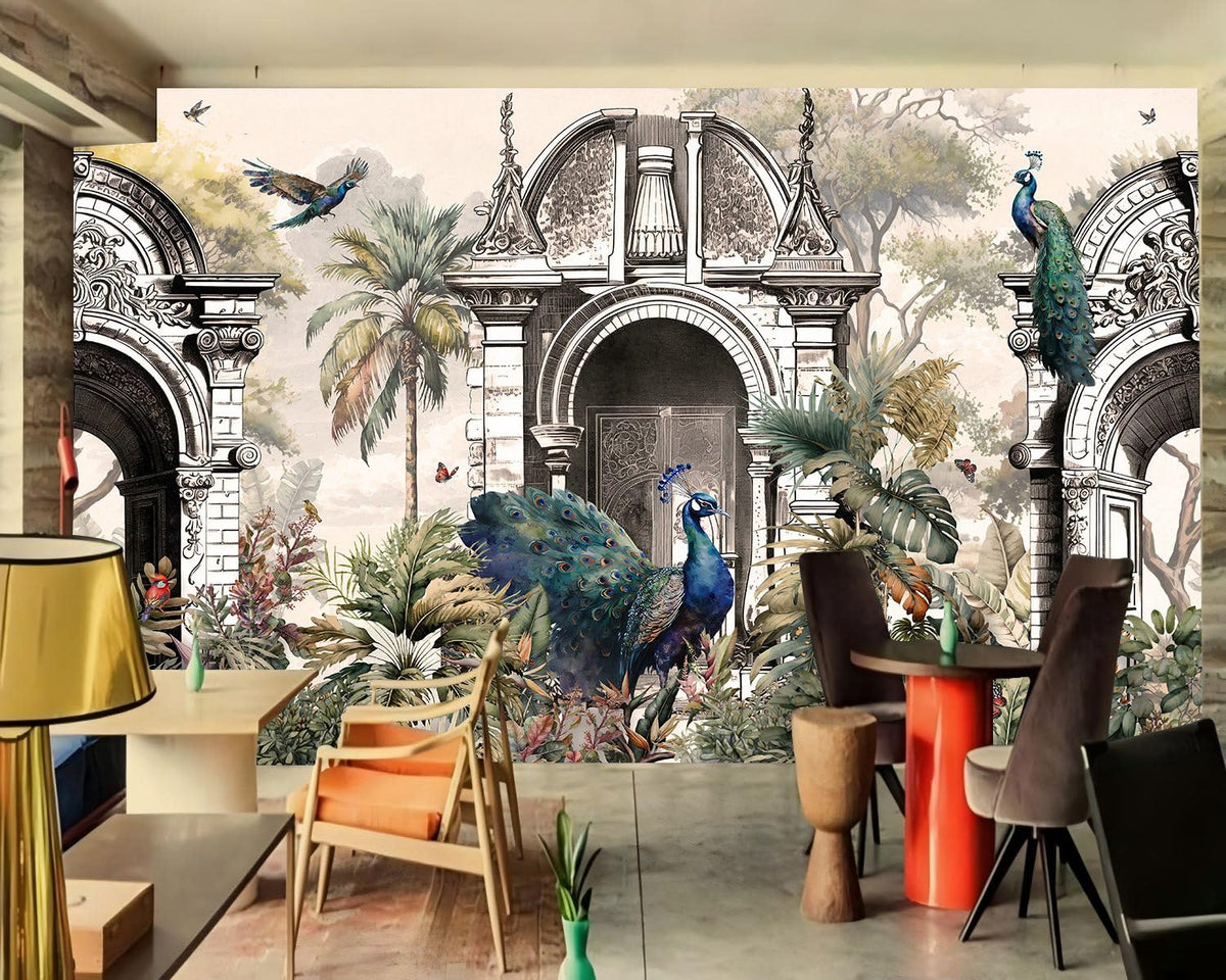 Peel and Stick Wall Mural Wallpaper Peacock 114"×82" Decor G24 (G24 / 114" x 82")