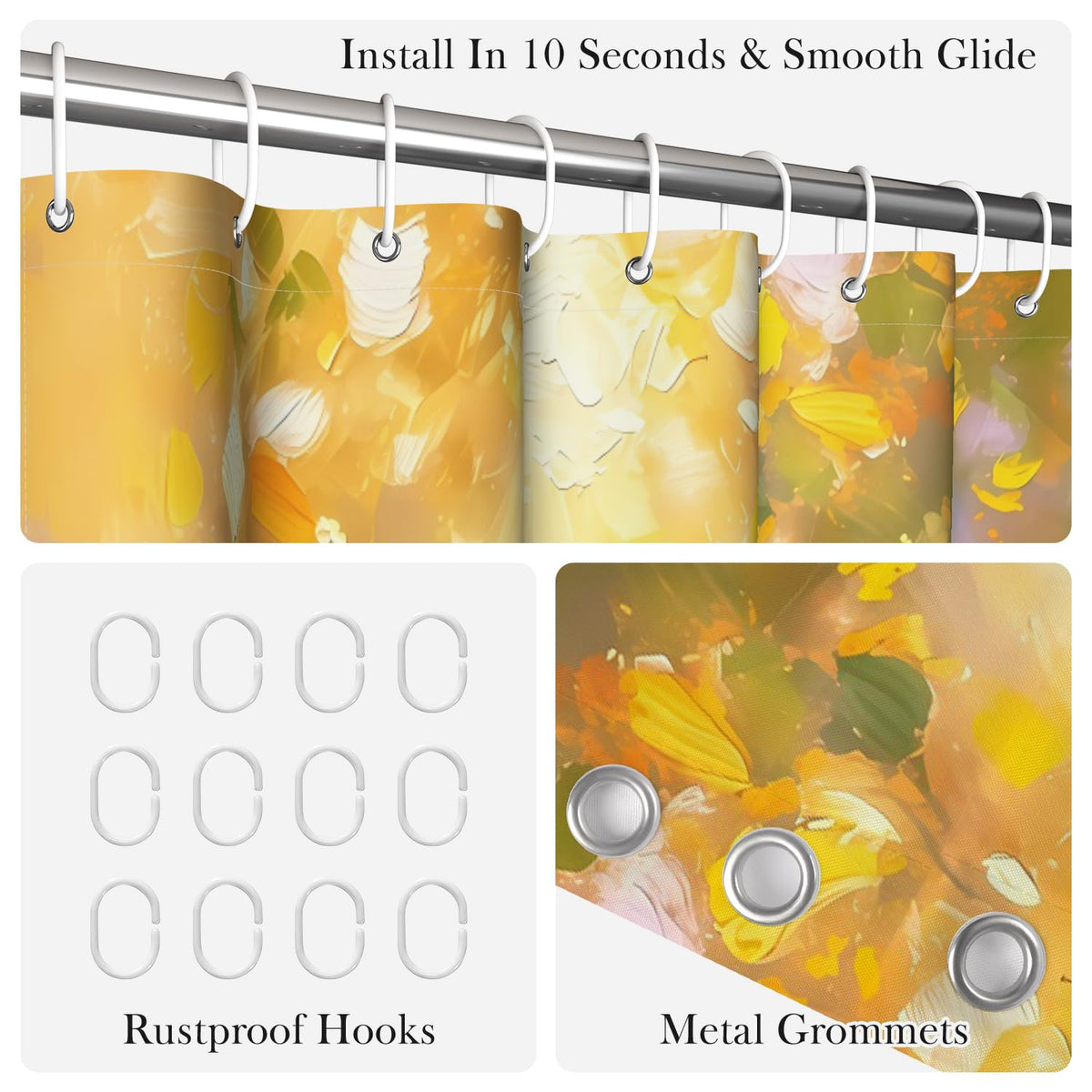 Vibrant Hummingbird Floral Shower Curtain with Hooks (Hummingbirds & Flowers)