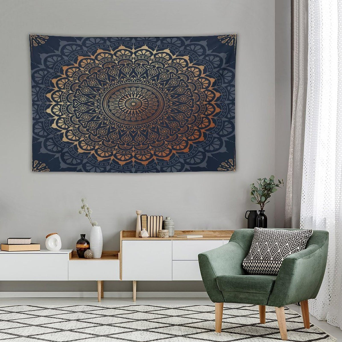 Boho Flower Tapestry Wall Hanging Mandala Bohemian Aesthetic Paisley Hippie Tapestries Home Decor for Living Room Bedroom Farmhouse Apartment Dorm 60"x90" (60"L x 90"W / Mandala-39)