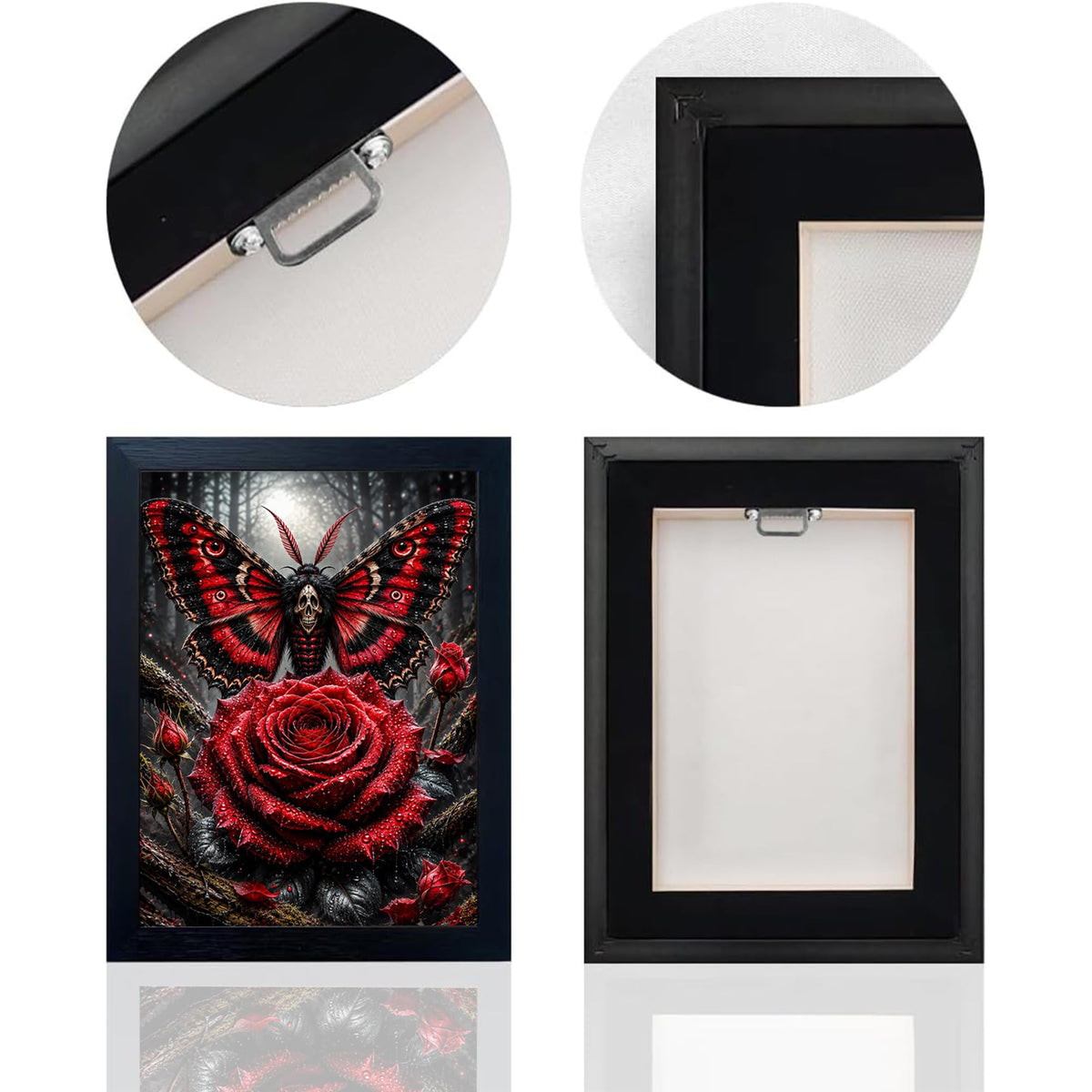 Gothic Death Moth Decor Wall Art (Wall Art Framed 53 / 20"L x 16"W)
