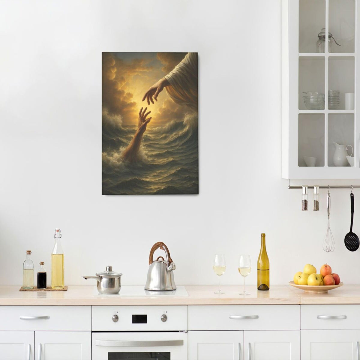 Jesus Wall Art Christian The Hand of God Wall Decor Religious Bible Canvas Paintings Pictures Christ Prints Artwork Framed Decorations For Church Prayer Room Bedroom Living Room Gifts 16" x 24" (Jesus / 24"L x 16"W)