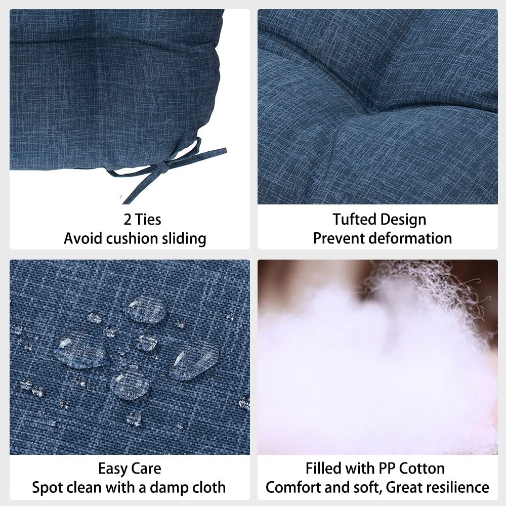 Outdoor Tufted Seat Cushion 19"x19" (Denim Blue / 19" x 19" x 5" (2 Pack))