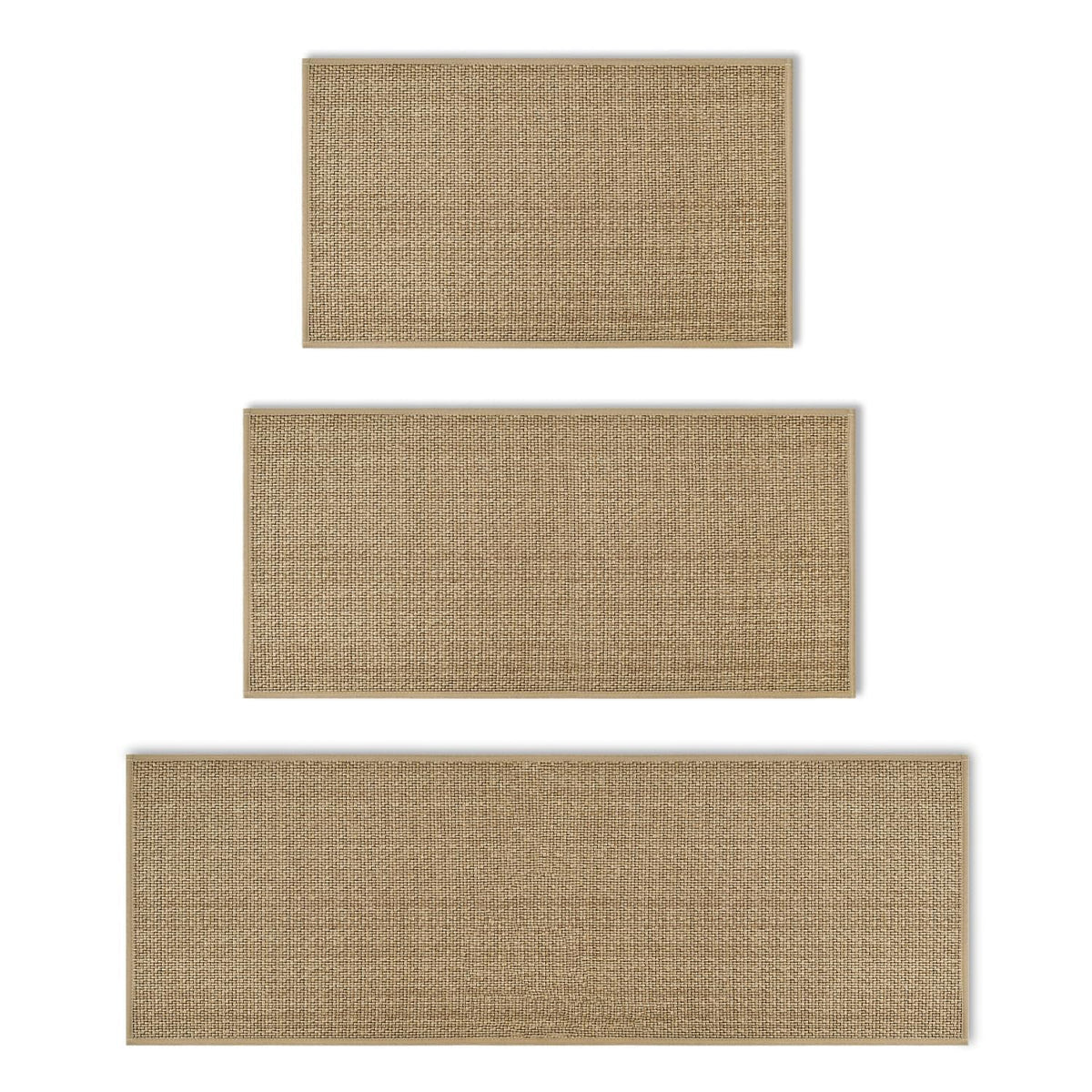 Non Slip Kitchen Rugs and Mats Set of 3 (17" x 29"/17" x 36"/17"x 47" / Linen)