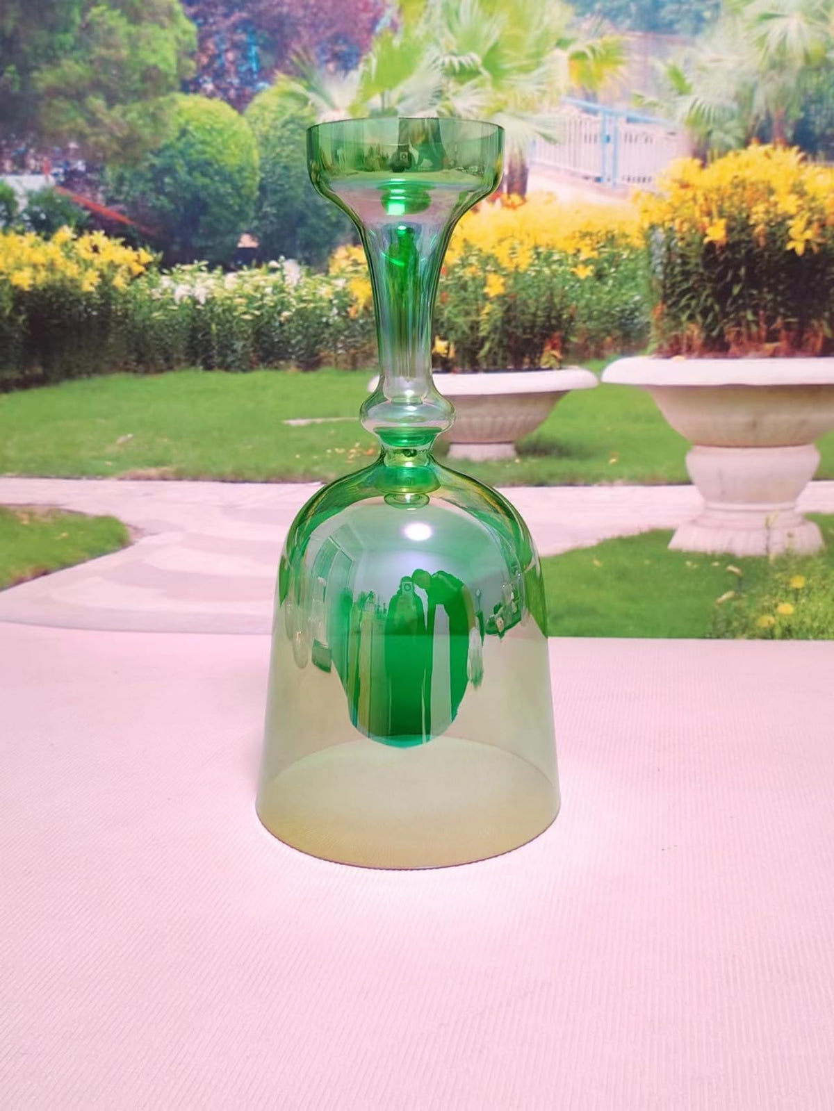 Green Cosmic Chalice Clear F Heart Chakra Quartz Crystal Singing Bowl 6" (6 inch / F note Green Chalice Grail with bag)