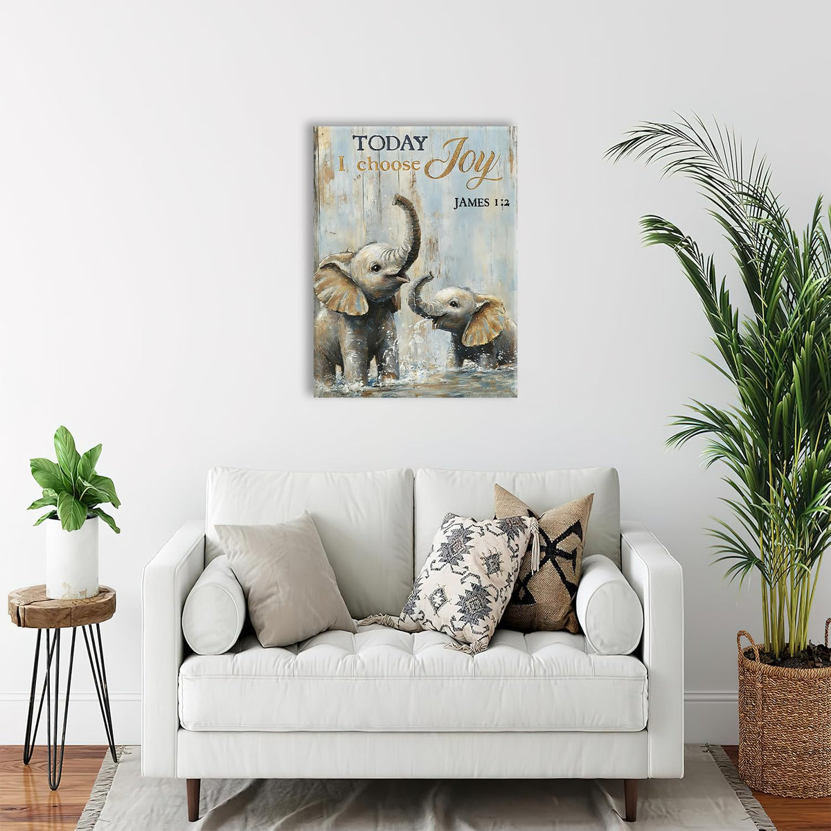 Elephant Canvas Wall Art Inspirational Quotes Print Framed ArtWork 16"x20" (Two Elephants / 20"L x 16"W)