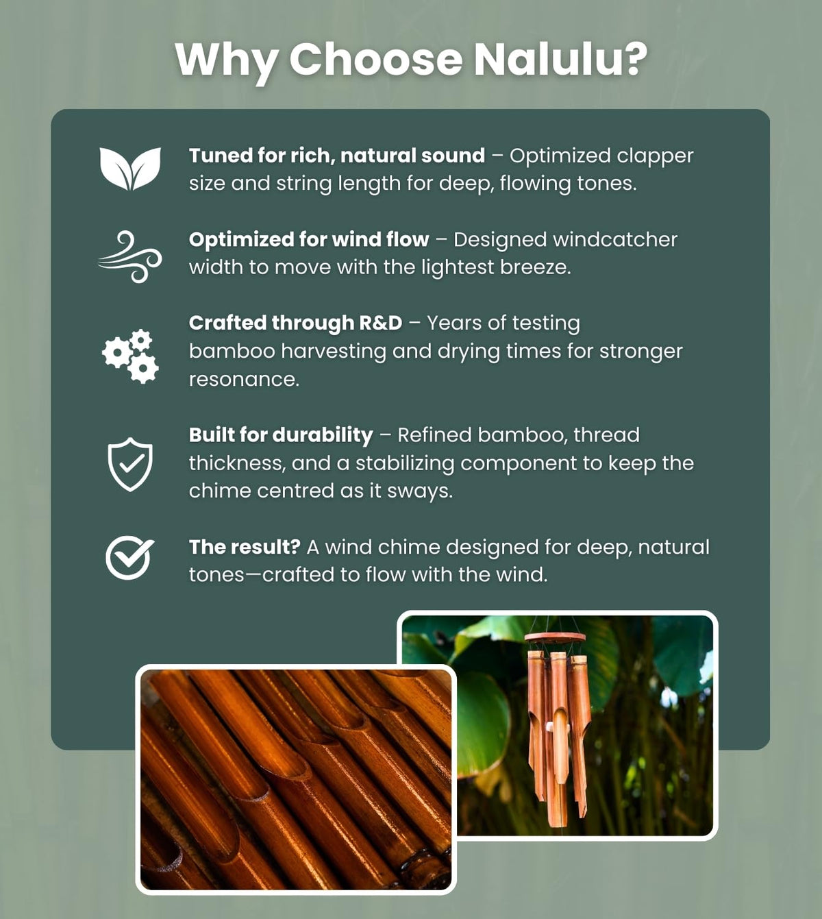 Classic Bamboo Wind Chimes (Small 35")