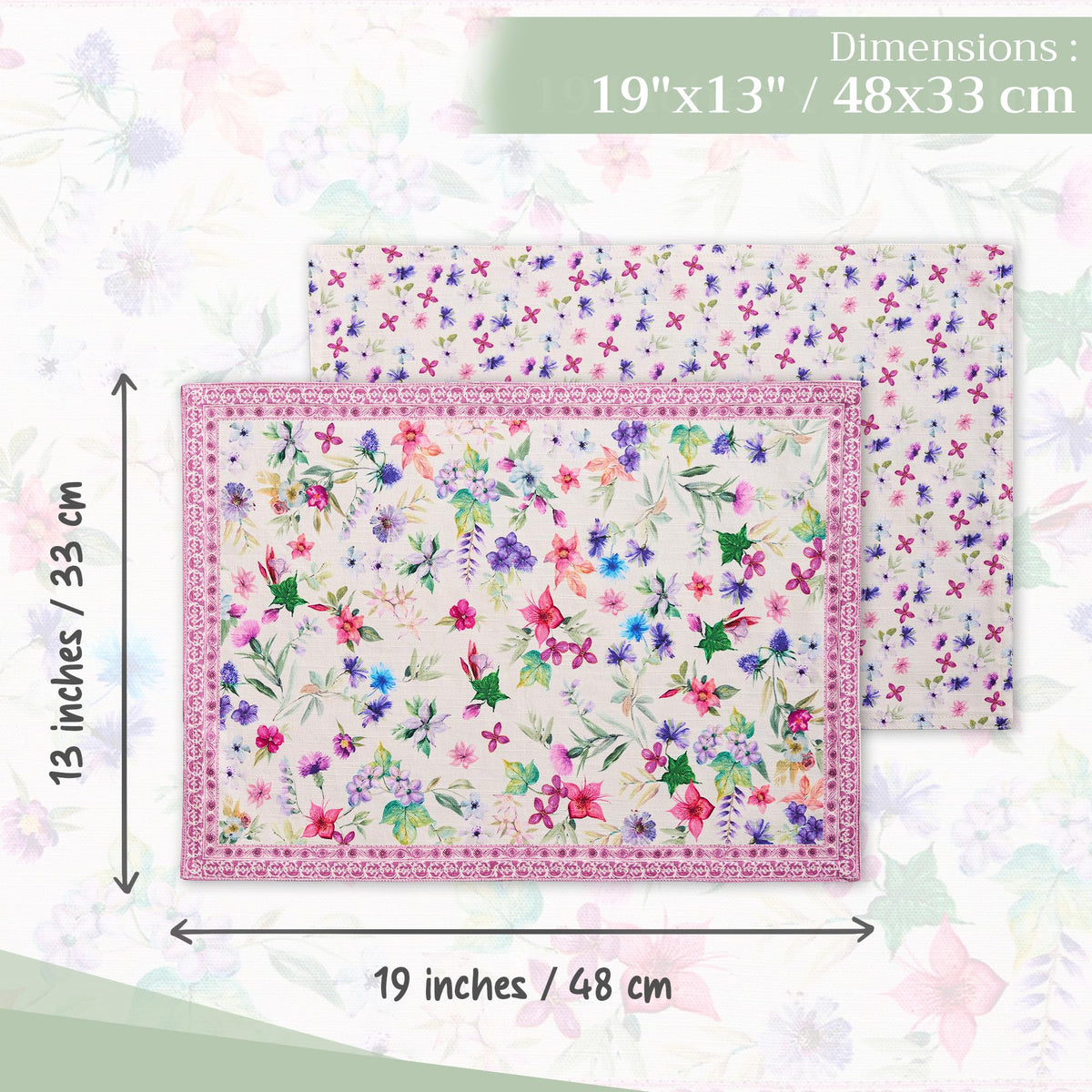 Placemats Set of 4 Reusable 100% Cotton (113 - Chardon / 13" X 19" (Pack of 4))