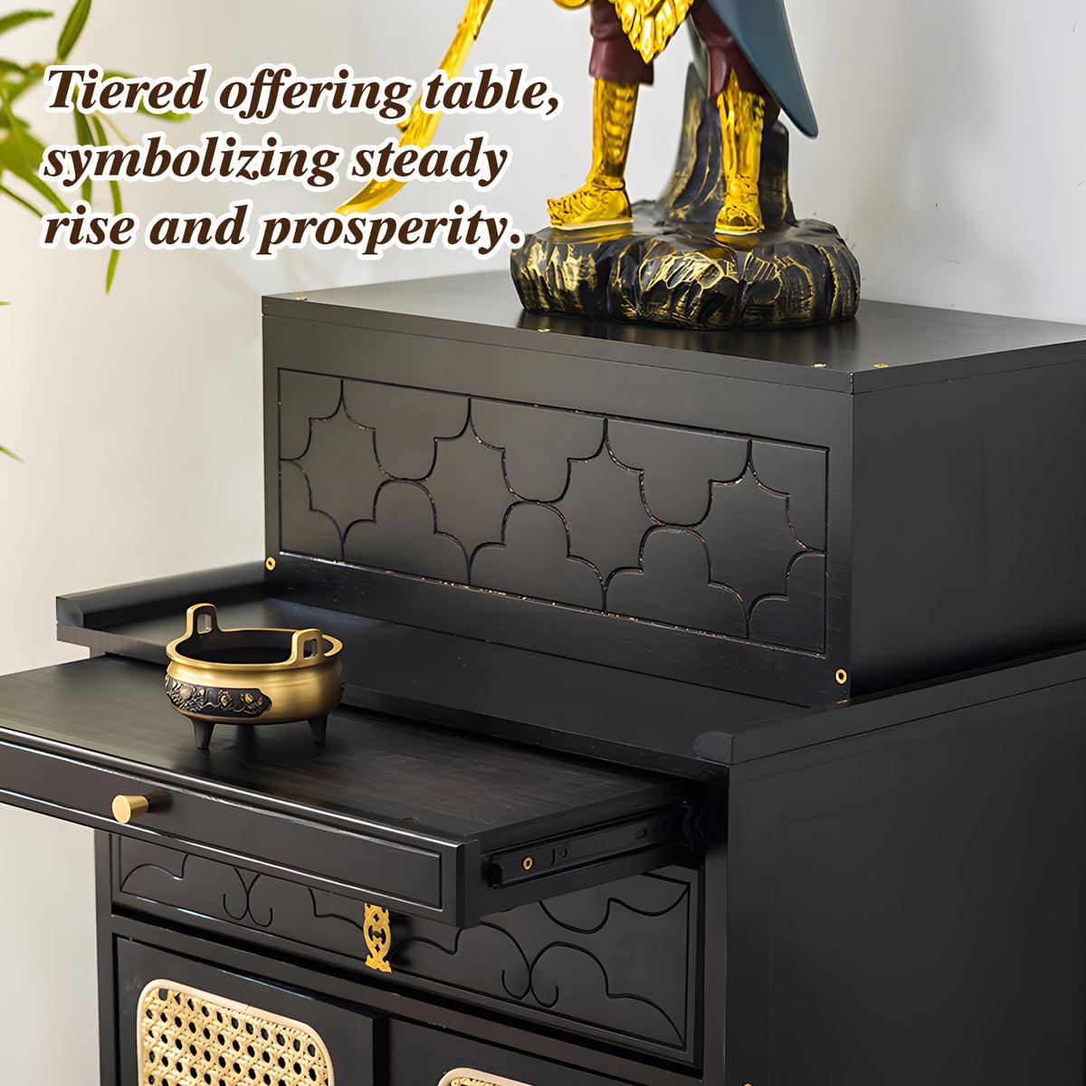 Bamboo Altar Table (19.7 / without Elevated Platform / Black)