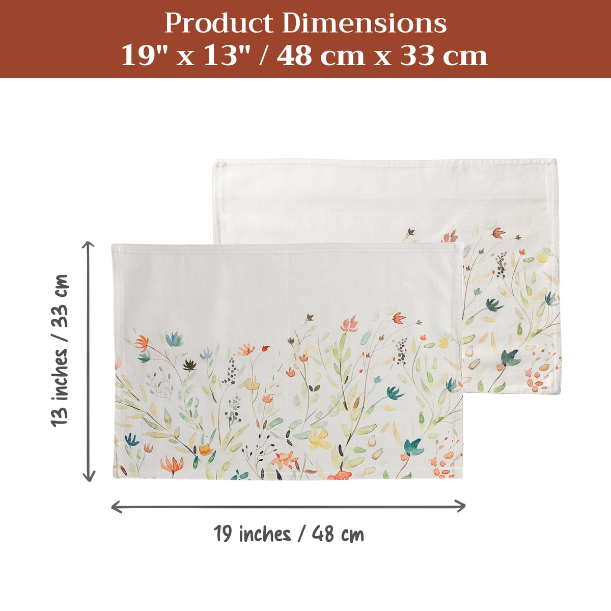 Placemats Set of 4 Reusable 100% Cotton (021 - Colmar / 13" X 19" (Pack of 4))