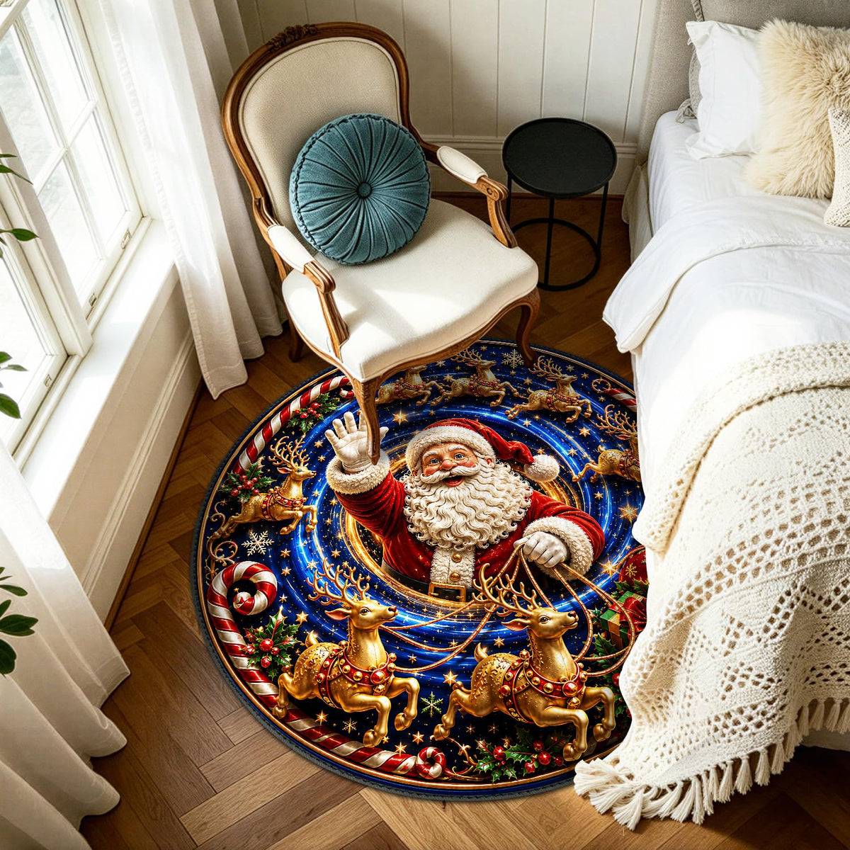 Christmas Round Rug 4ft (115 / 4' (Round))
