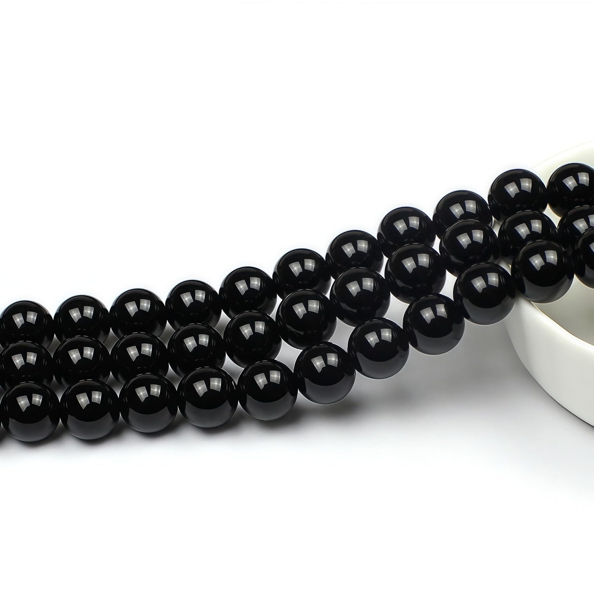 Natural Stone Bead Black Onyx Gemstone Loose Beads for Jewelry Making Bracelet Necklace 10mm (Black Agate / 10mm)