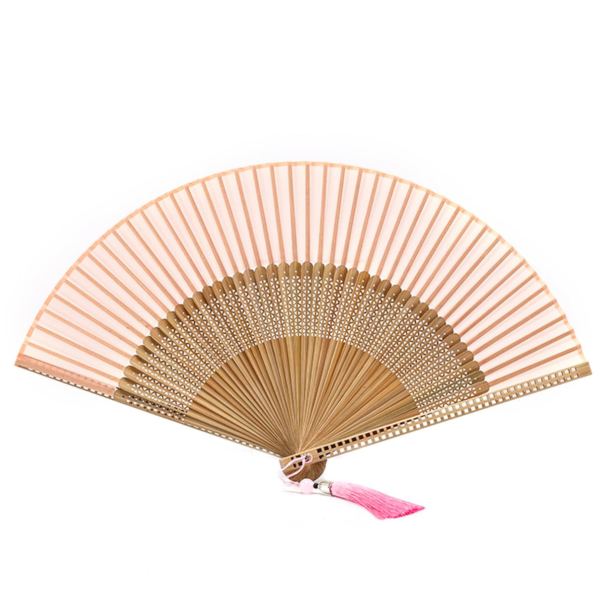 Hand Fan for Vintage Japanese Bamboo Silk Elegant for Dance Music Festival Wedding Church Decoration Party (Orange / Medium)