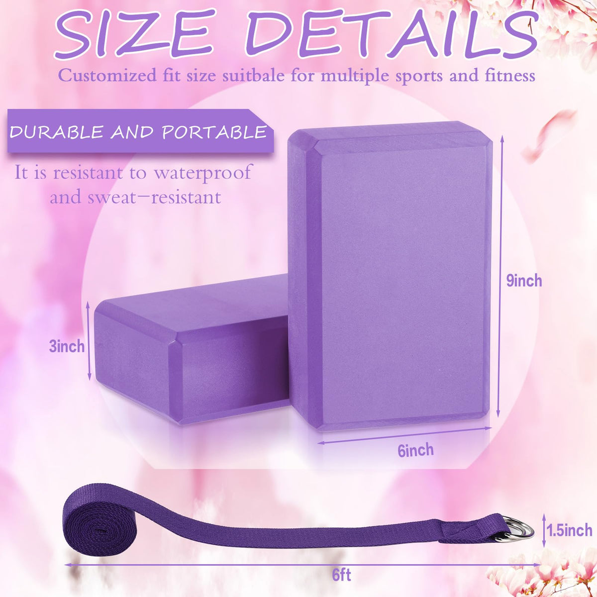 15 Pack Yoga Blocks and Straps Set for Stretching