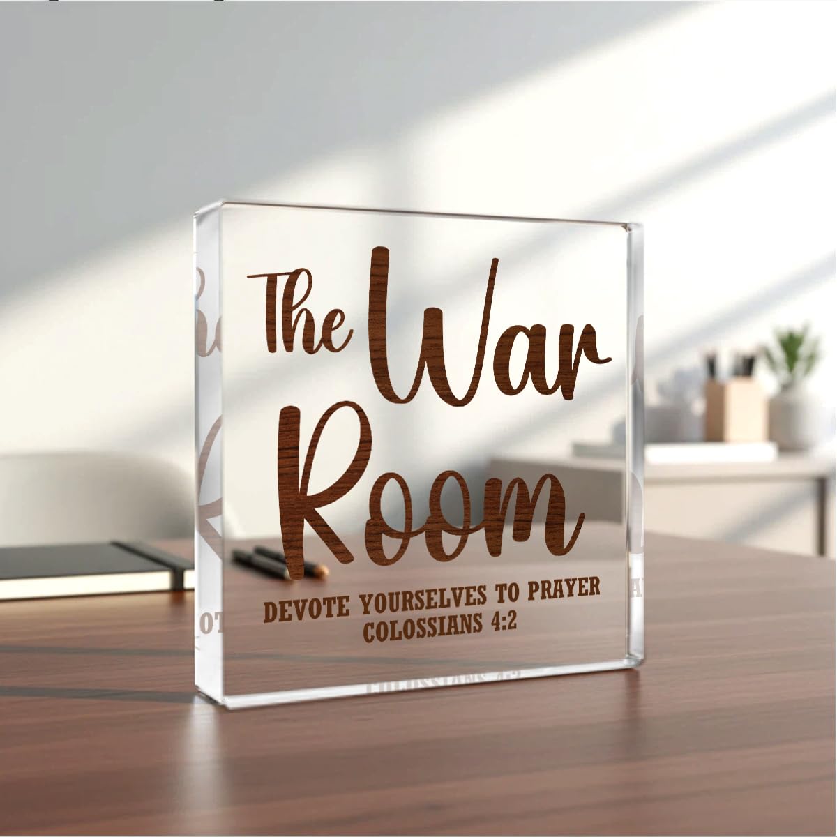 War Room Decor Prayer Room Decor Christian Decorations Regalos Cristianos Regalos Religious Gifts Faith Based Gifts Bible Verse Acrylic Sign for Home Office Bedroom Desktop (The War Room / Square acrylic)