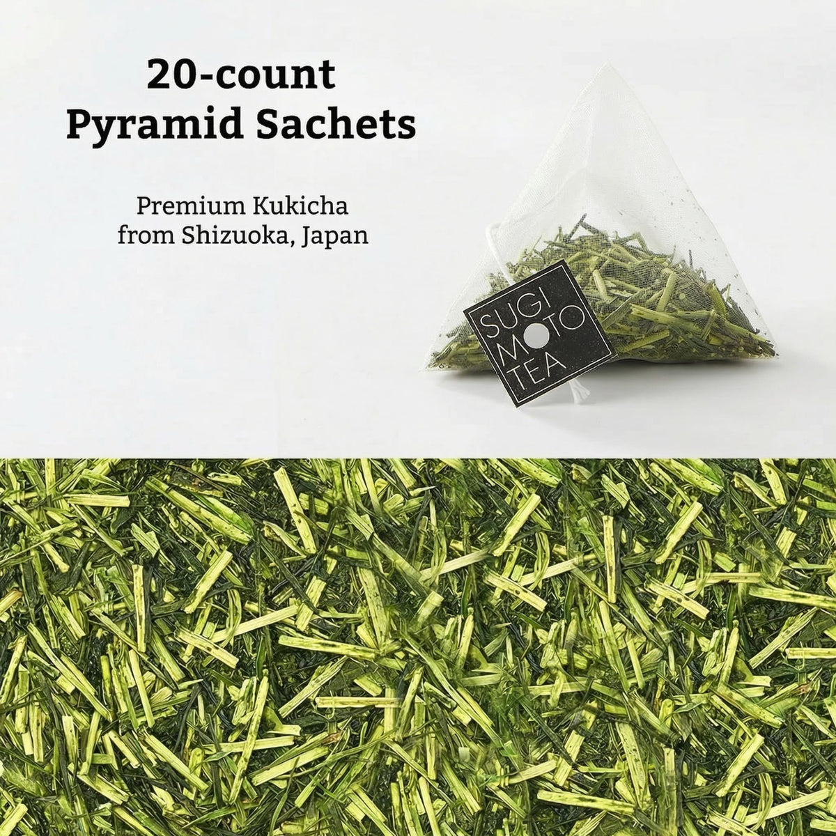 Japanese Kukicha Stem Green 20 Tea Bags (20 Tea Bags (Pack of 3))