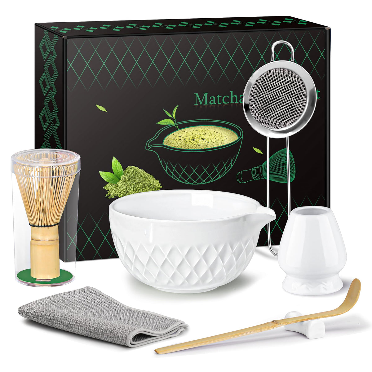 Matcha Whisk Set (Ceramic White)