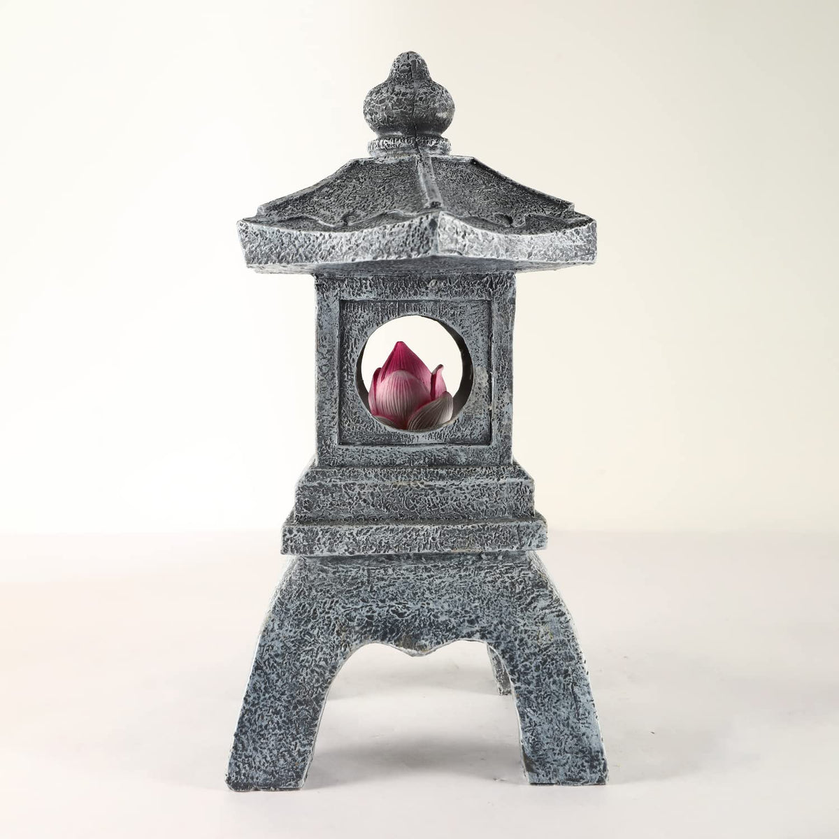 13 Inch Solar Pagoda Lantern Outdoor Statue (Style 4)