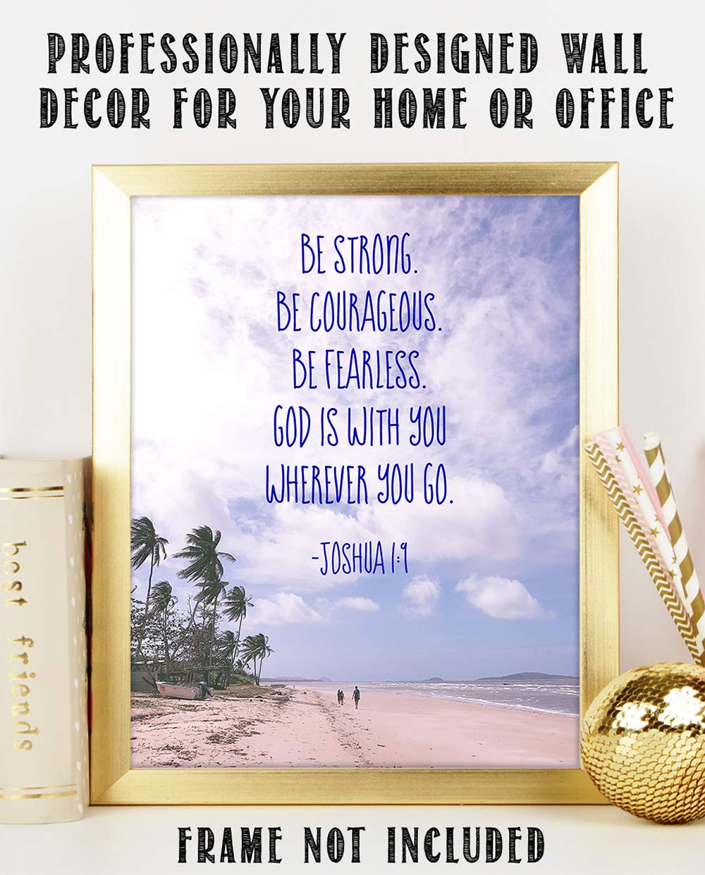 Joshua 1 9 Bible Quote Wall Art (Beach)