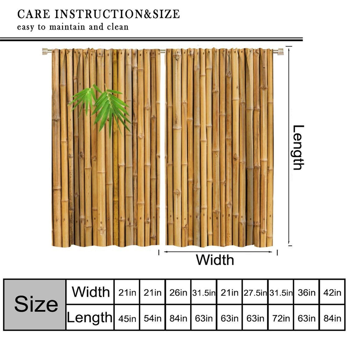 Zen Bamboo Blackout Curtains (21"W x 54"L (Pack of 2) / Zen-18)